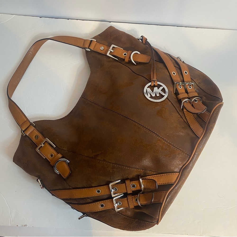 Michael Kors NWT Brown Leather Large Shoulder Bag Purse Tote with Buckles